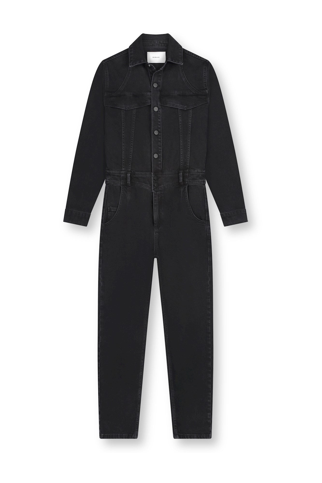 Homage | Detailed Denim Overall Washed Black  H-CW23M76