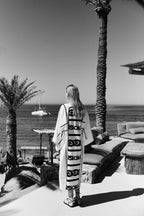 Greek Archaic Kori | Kimono Long Suzani Wrap White/Black