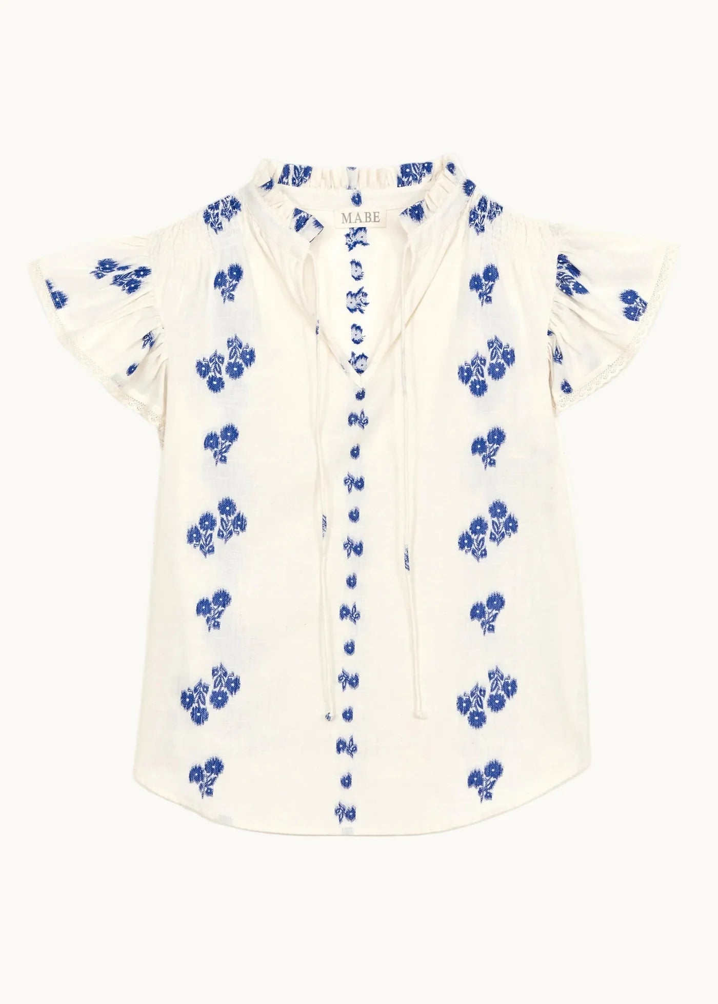 M.A.B.E | Iris Frill Short Sleeve Top Blue