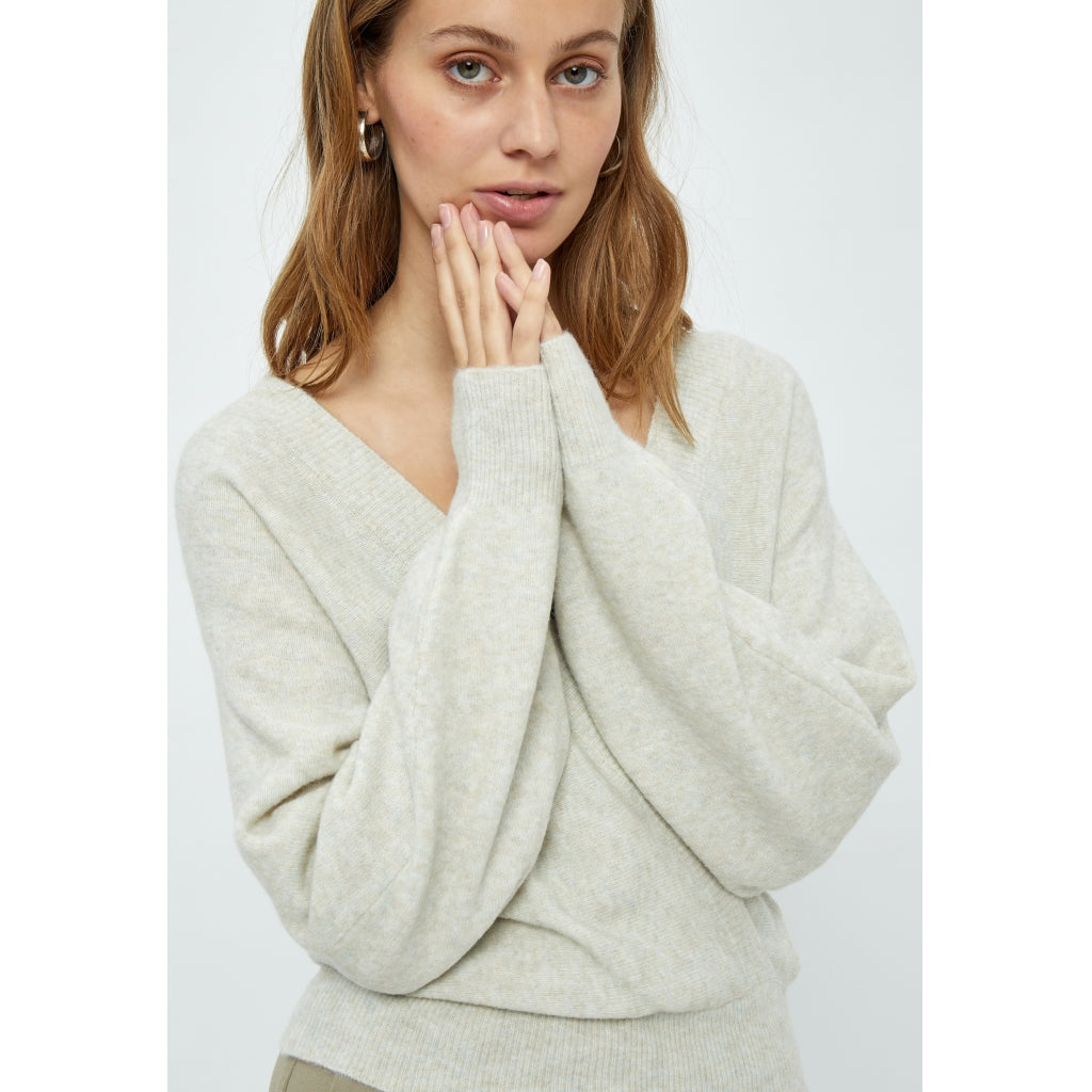 Minus | Ilani wrap pullover -  light birch melange