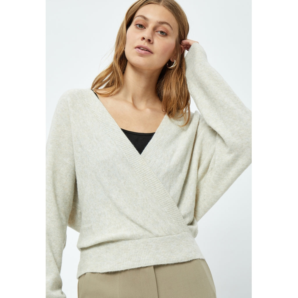 Minus | Ilani wrap pullover -  light birch melange
