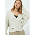 Minus | Ilani wrap pullover -  light birch melange