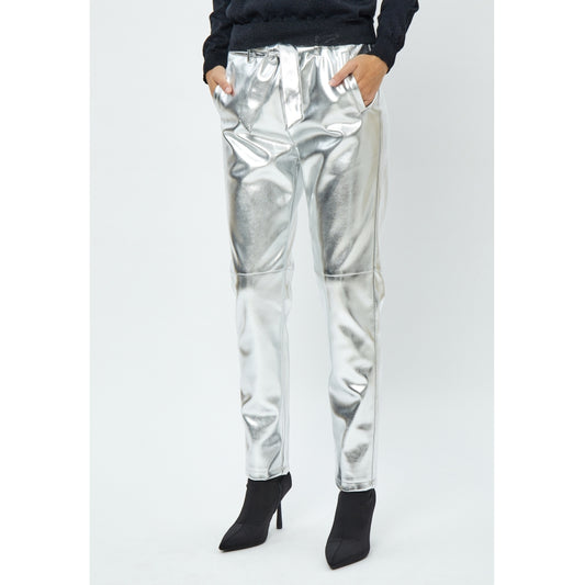 Minus | Jayda metallic pu pant - silver metallic - MI5890