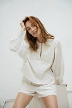 Aimee The Label | Jeanine3 blouse embroidery - sand