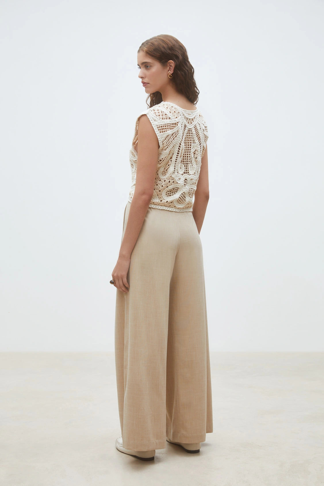 Suncoo Paris | Jeff Wide-Leg Darted Pants Beige