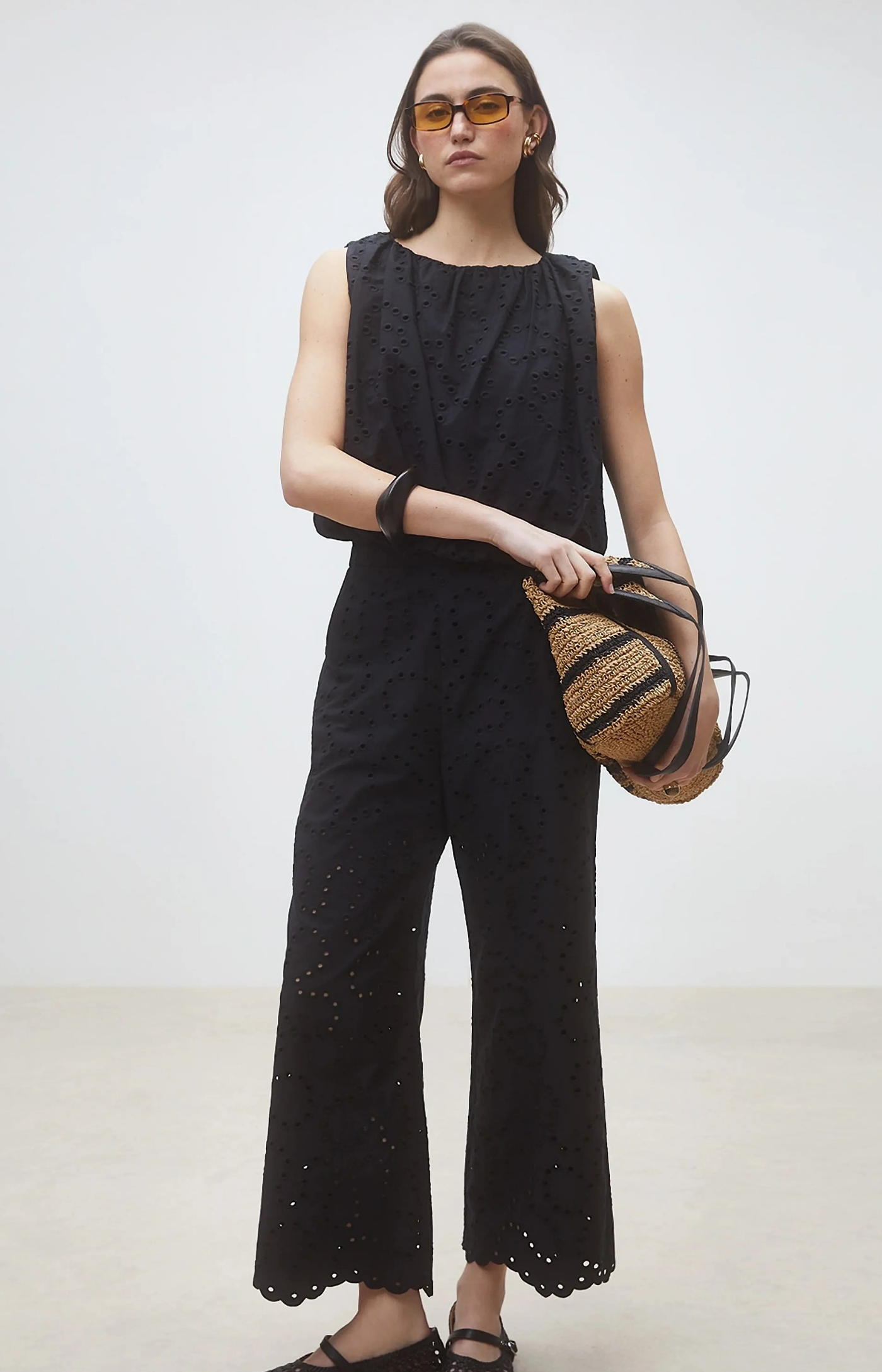 Suncoo Paris | Jane Flared Embroidered Trousers Noir