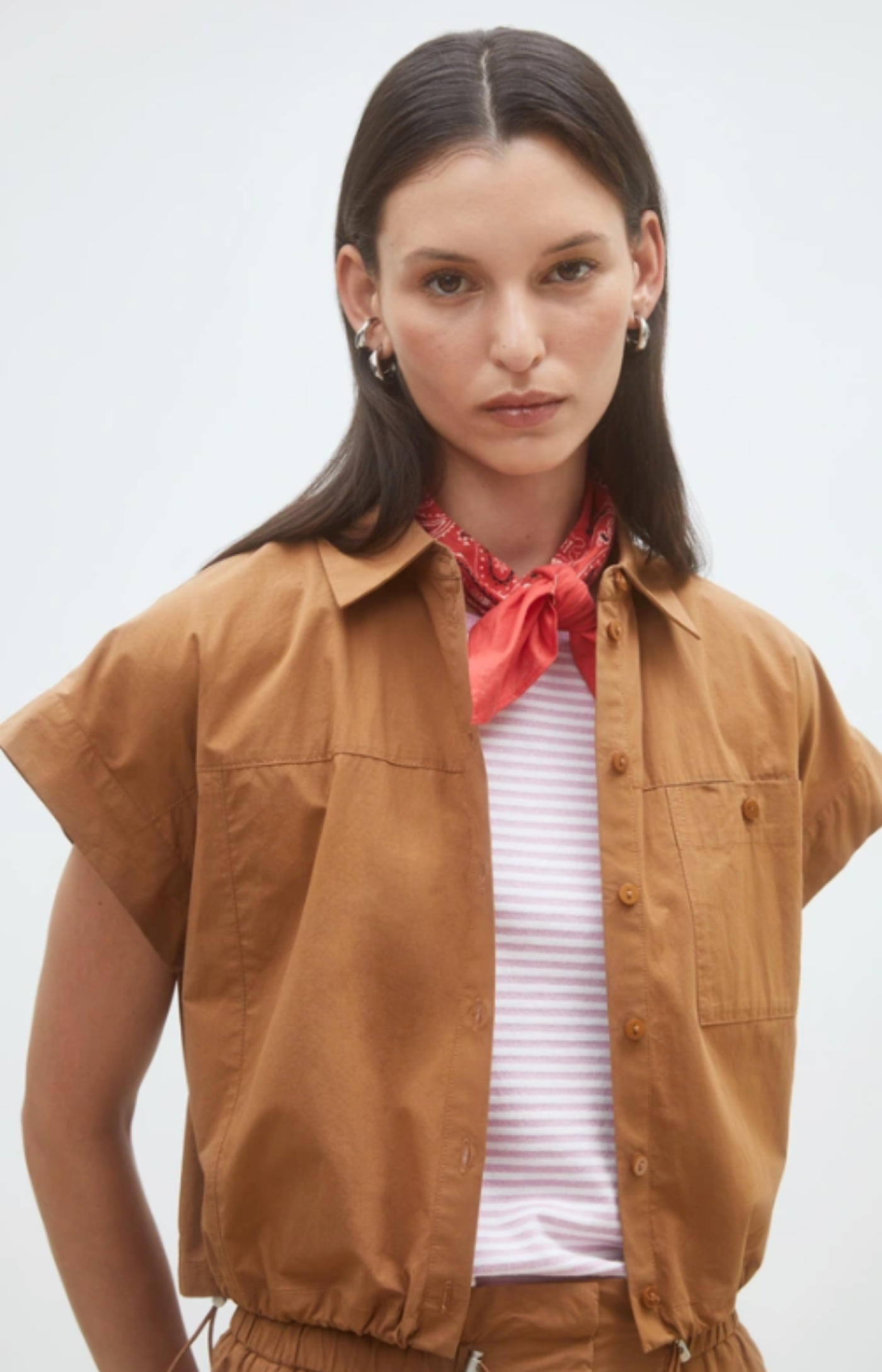 Suncoo Paris | Lorena Short Button-Down Blouse Tabac