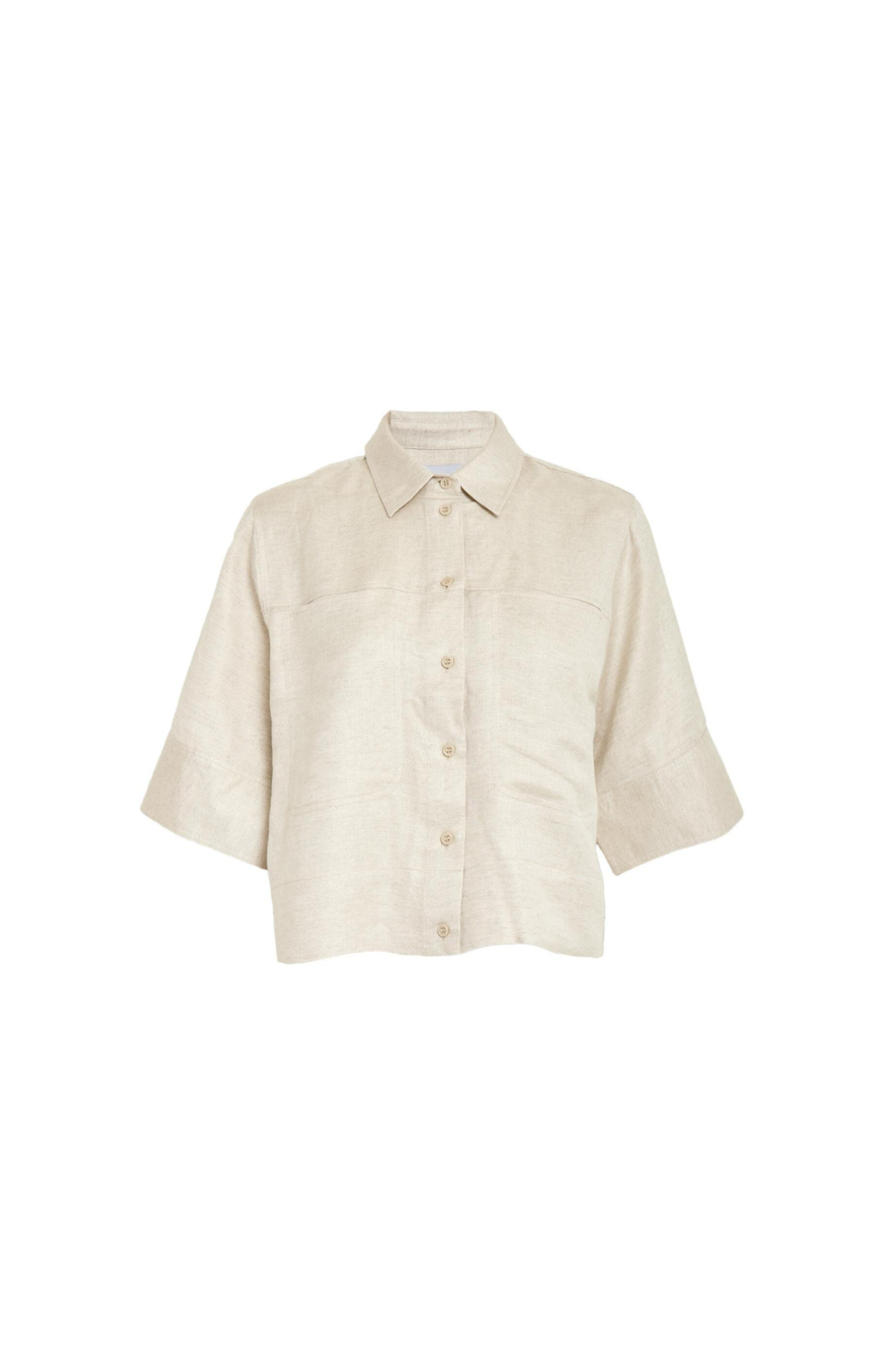Minus | Juno Cropped Linen Shirt Nomad Sand Melange