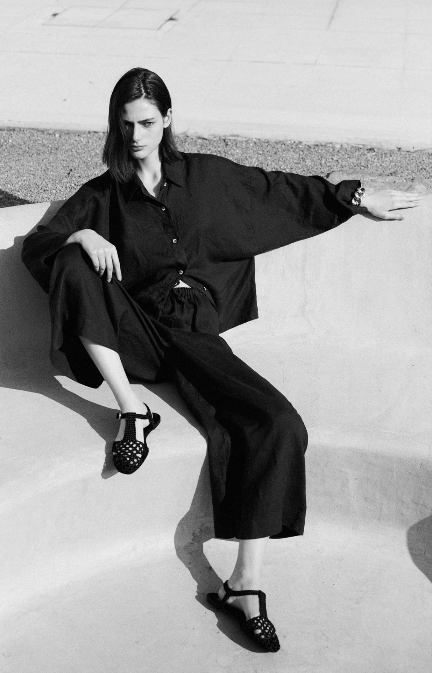 Greek Archaic Kori | Pants Loose Fit Elastic Waist Black