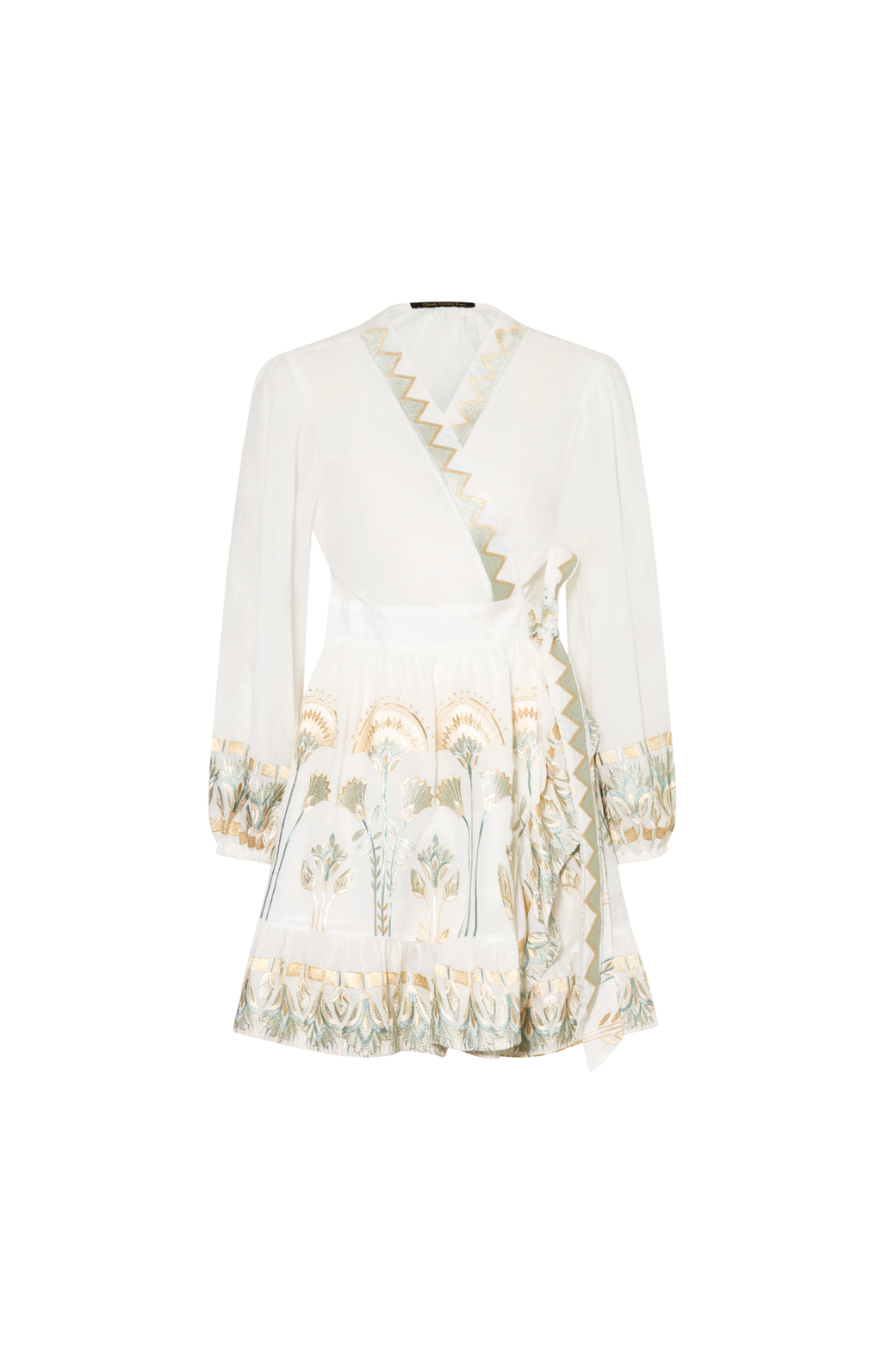 Greek Archaic Kori | Dress Mini Papyrus Wrap White/Multi Mint