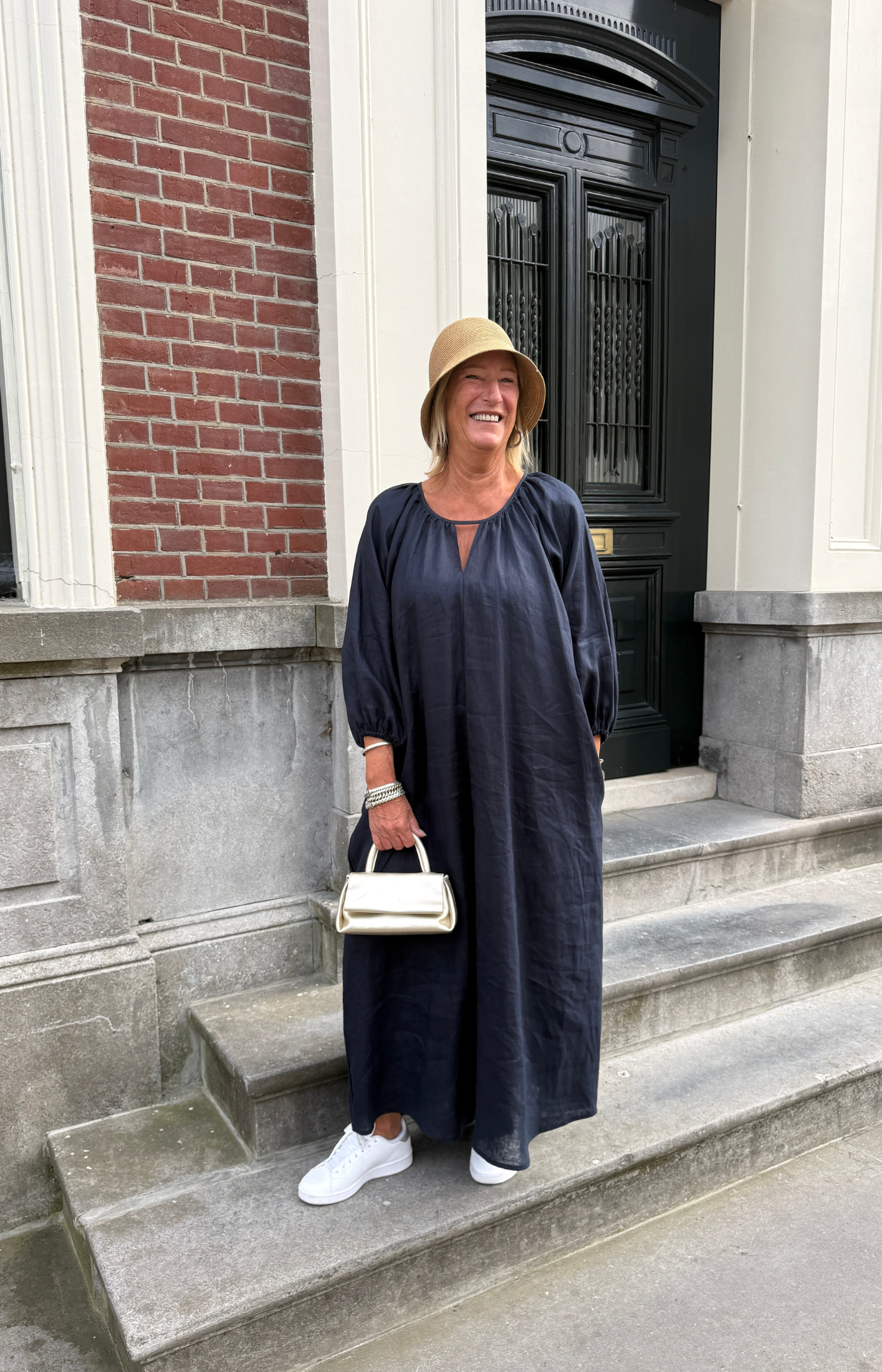 Greek Archaic Kori | Dress Maxi V Cut Out Navy