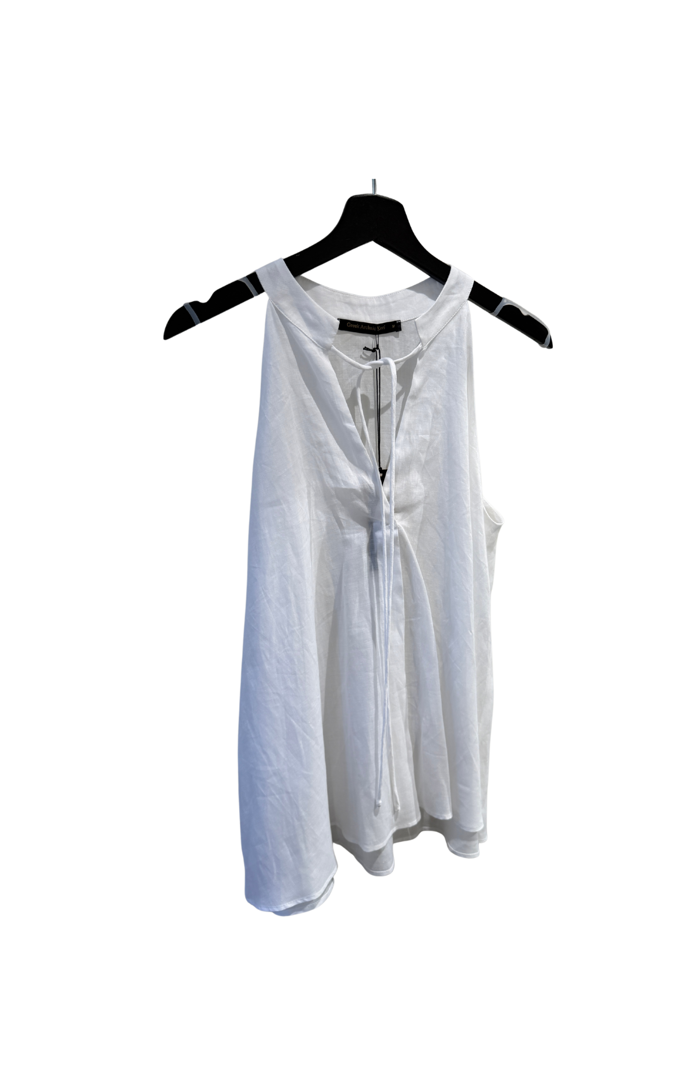 Greek Archaic Kori | Top Sleeveless Neck Ties White