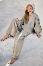 Greek Archaic Kori | Pants Grape Loose Drawstring Stone/Gold