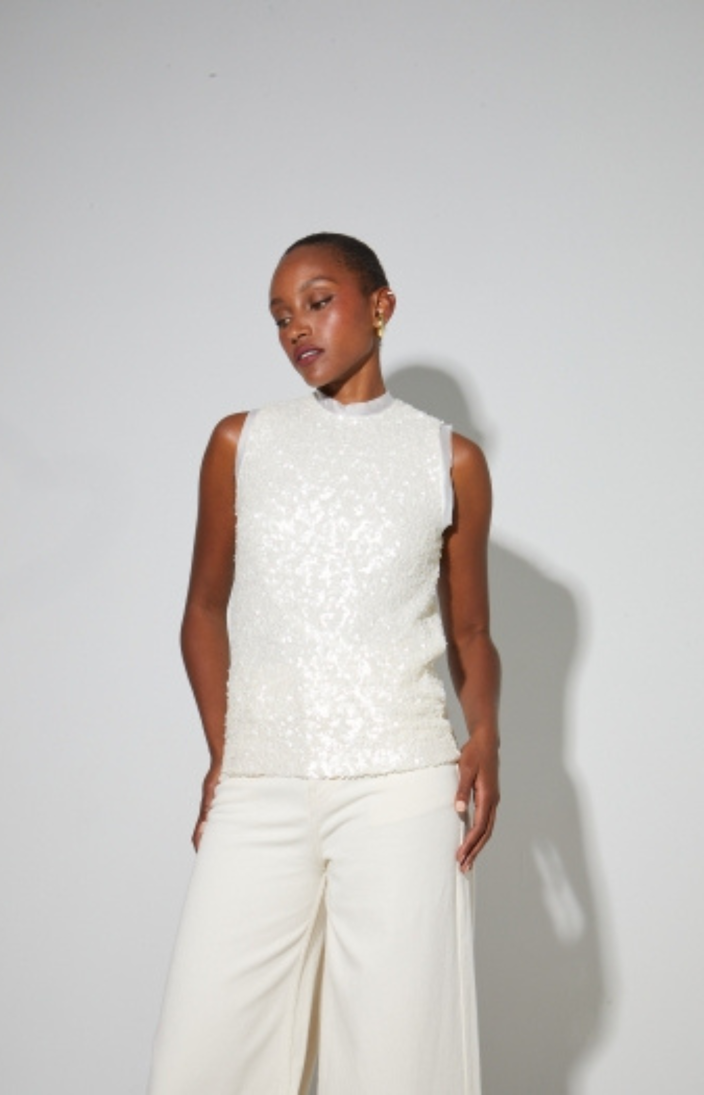 Imprevu | Top Foxy Met Witte Pailletten