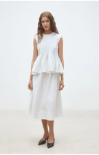 Suncoo Paris | Faye Plain White Midi Skirt