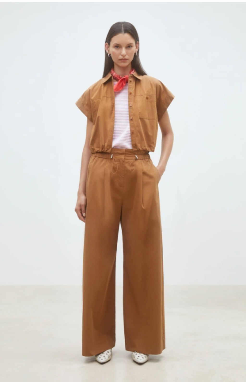 Suncoo Paris | Lorena Short Button-Down Blouse Tabac