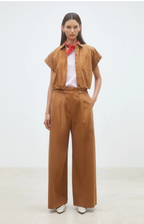 Suncoo Paris | Lorena Short Button-Down Blouse Tabac