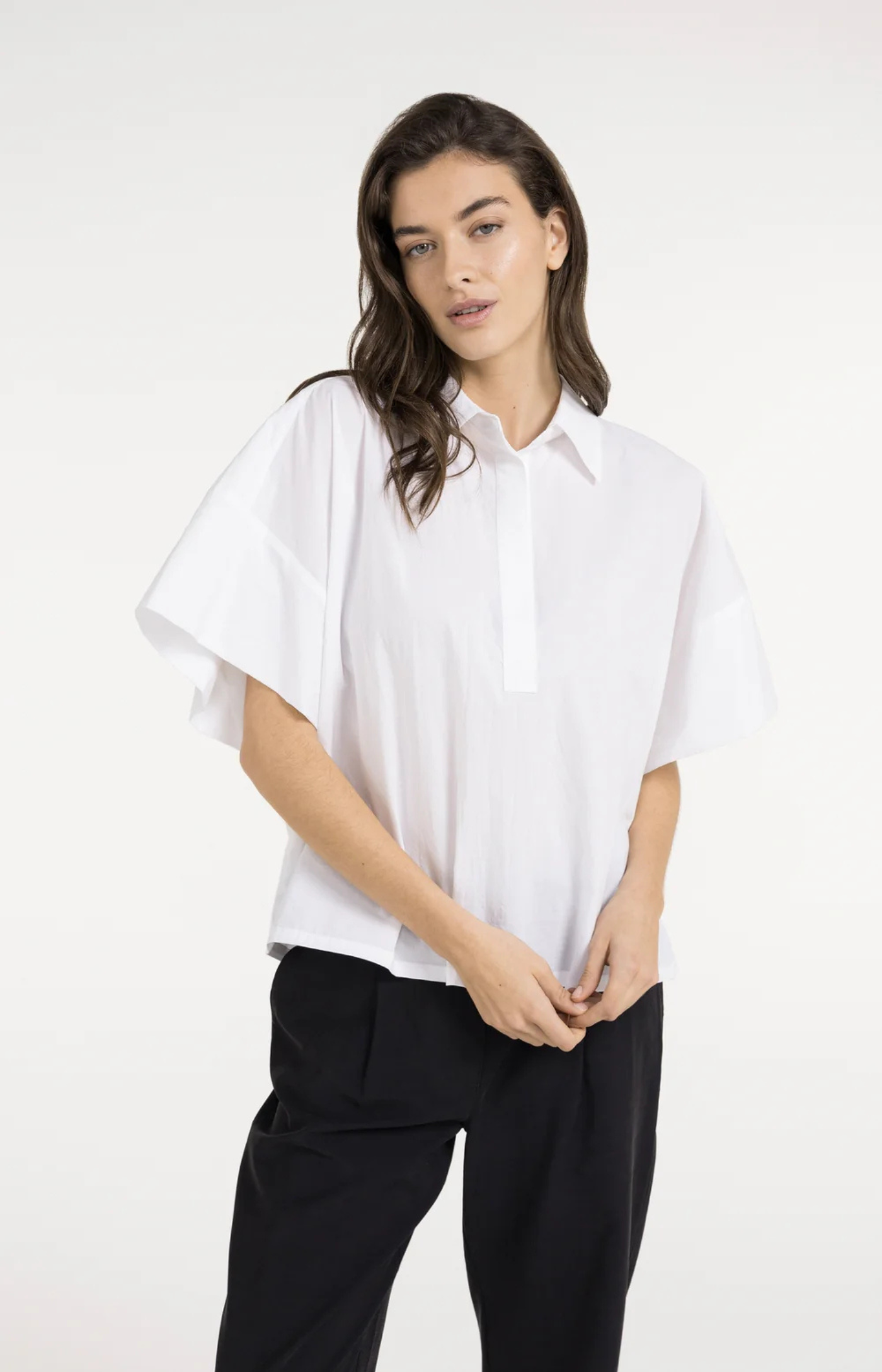 Yaya | Oversized Blouse met Mouwdetail Pure White