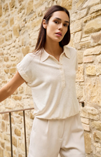 Yaya | Gebreide Polo met Koorddetail aan de Zoom Cloud Creme White