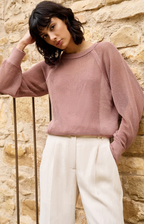 Yaya | Trui met Meshstructuur en Raglanmouwen Burlwood Pink
