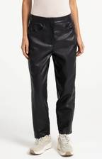 YAYA | Faux Leather Carrot Fit Trousers Hole Black