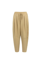 YAYA | Woven Barrel Leg Trousers Elastic Waist Safari Brown
