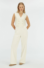 Josh V | Leva Cropped Gilet Light Ecru