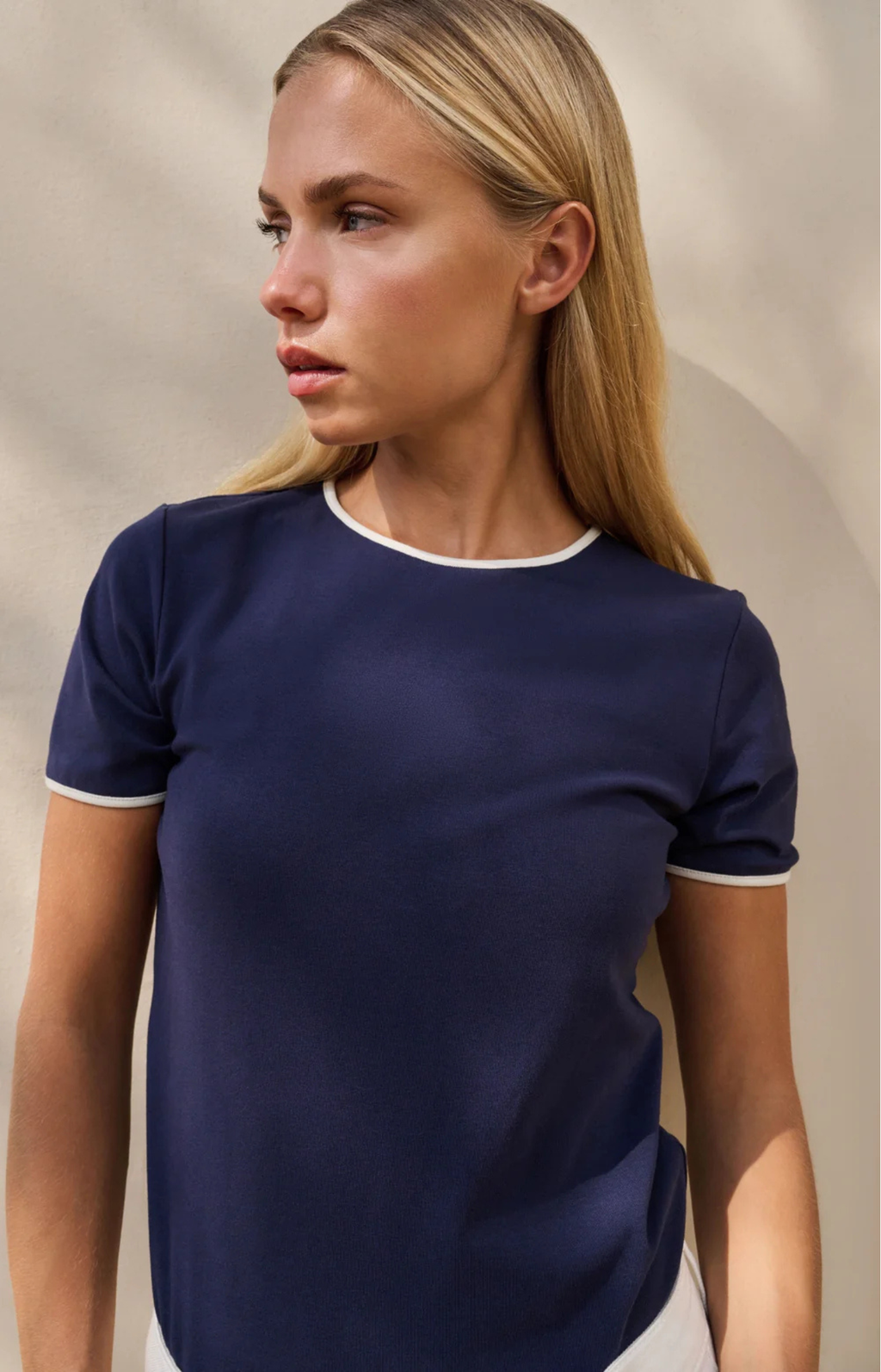 YAYA | T-shirt Contrasterende Bies Navy