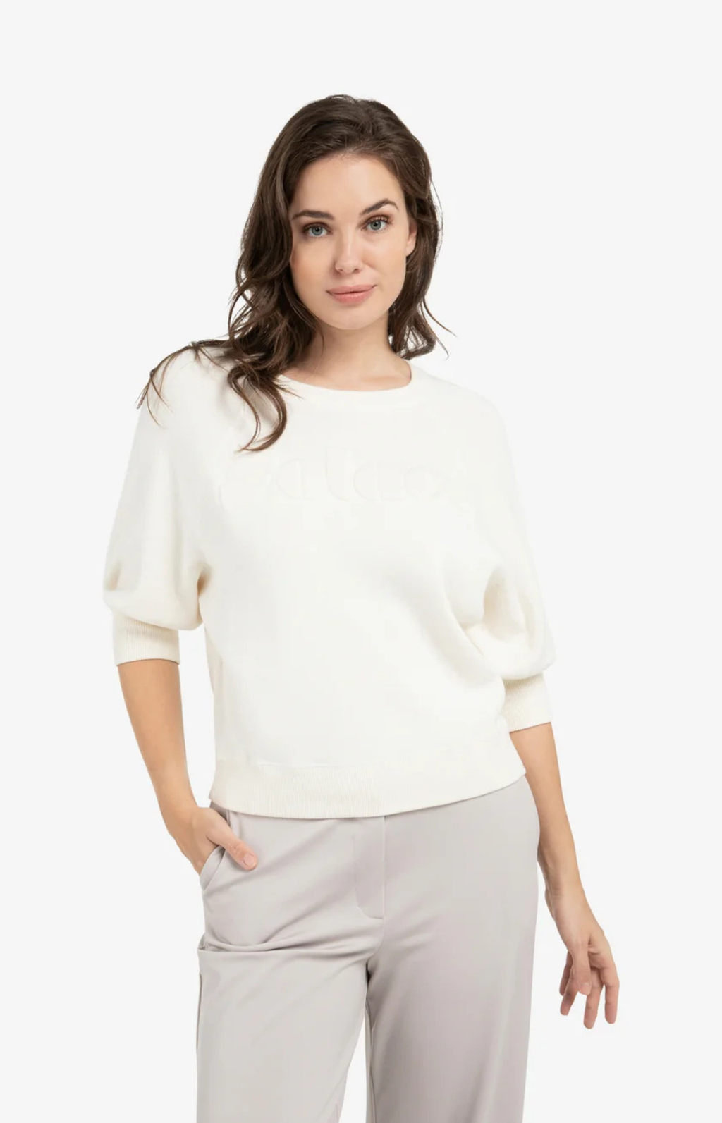 YAYA | Sweater met raglanmouwen en geborduurd artwork