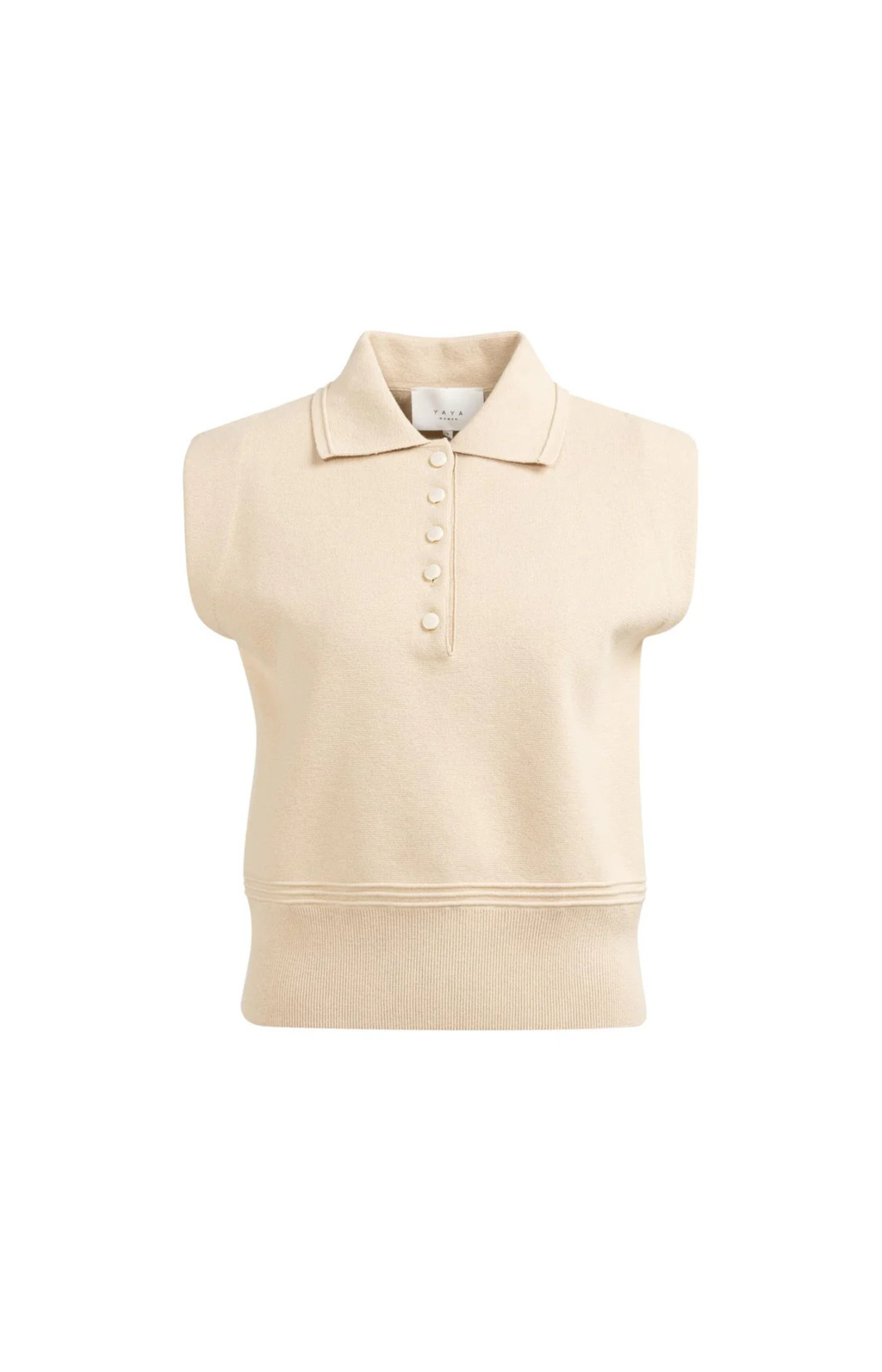 YAYA | Mouwloze Trui Desert Beige