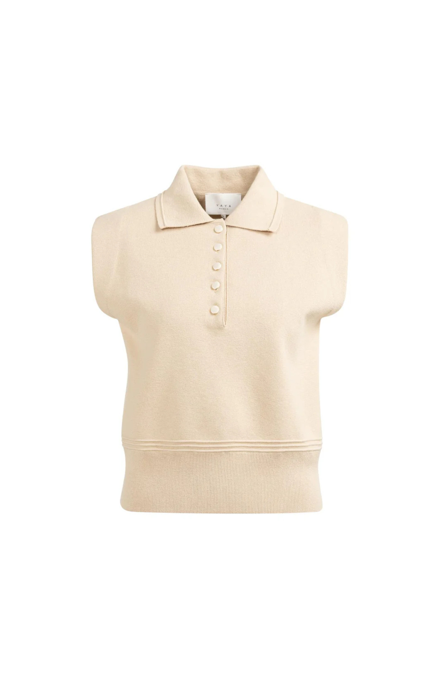 YAYA | Mouwloze Trui Desert Beige