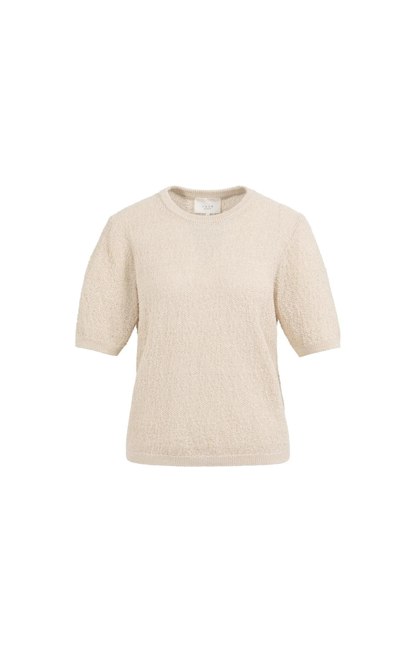 YAYA | Gebreide trui met korte mouwen en structuur