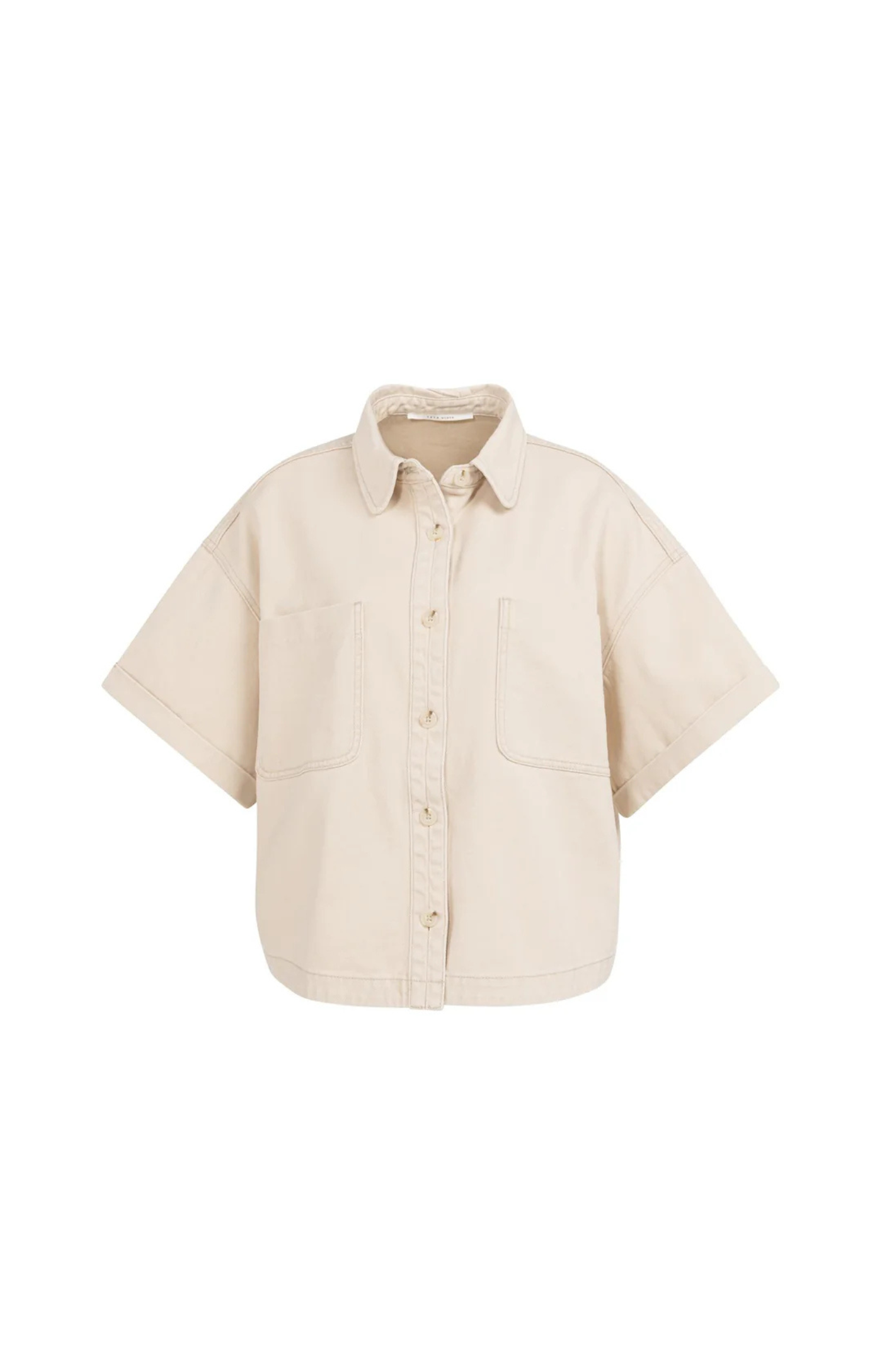 YAYA | Denim jasje met korte mouwen en opgestikte zakken