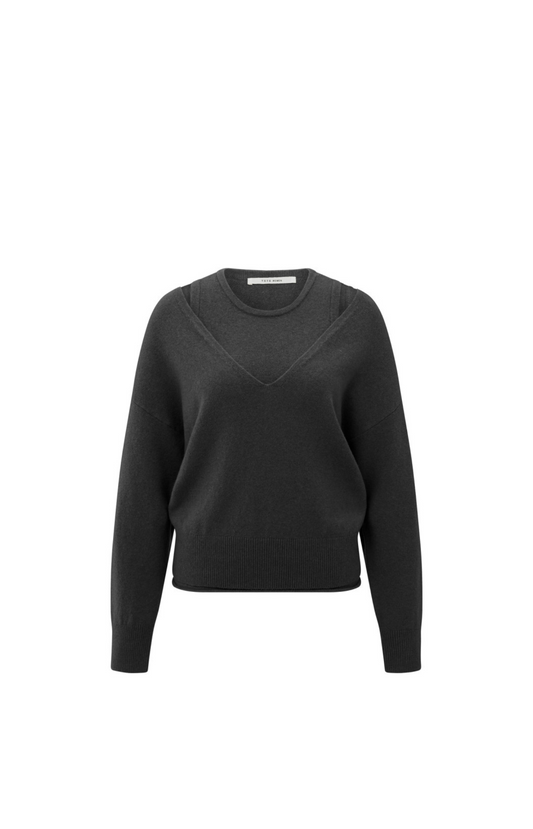 YAYA | Gebreide Trui Oyster Black Melange