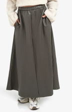 YAYA | Faux Leather A-Line Skirt Dark Taupe Grey
