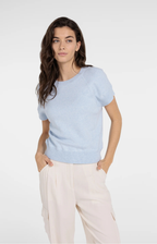YAYA | Sweater Met Korte Mouwen En Naaddetails Light Blue Melange