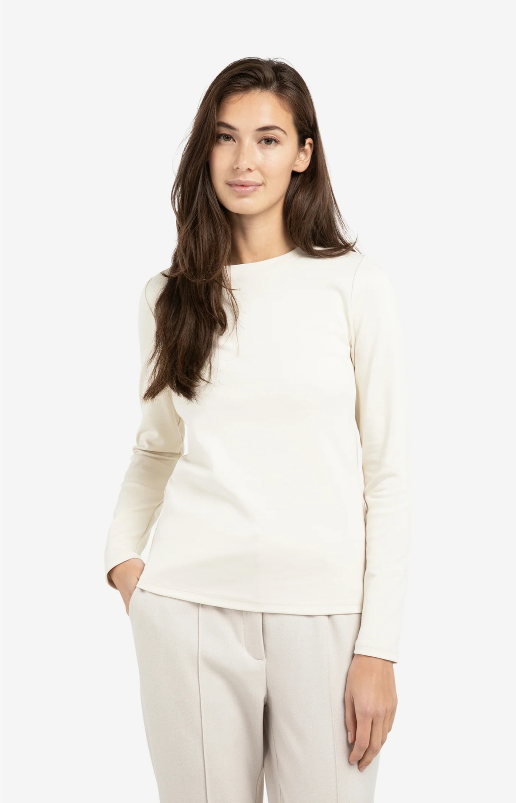 YAYA | Longsleeve Shirt Van Stevig Katoen Met Ronde Hals