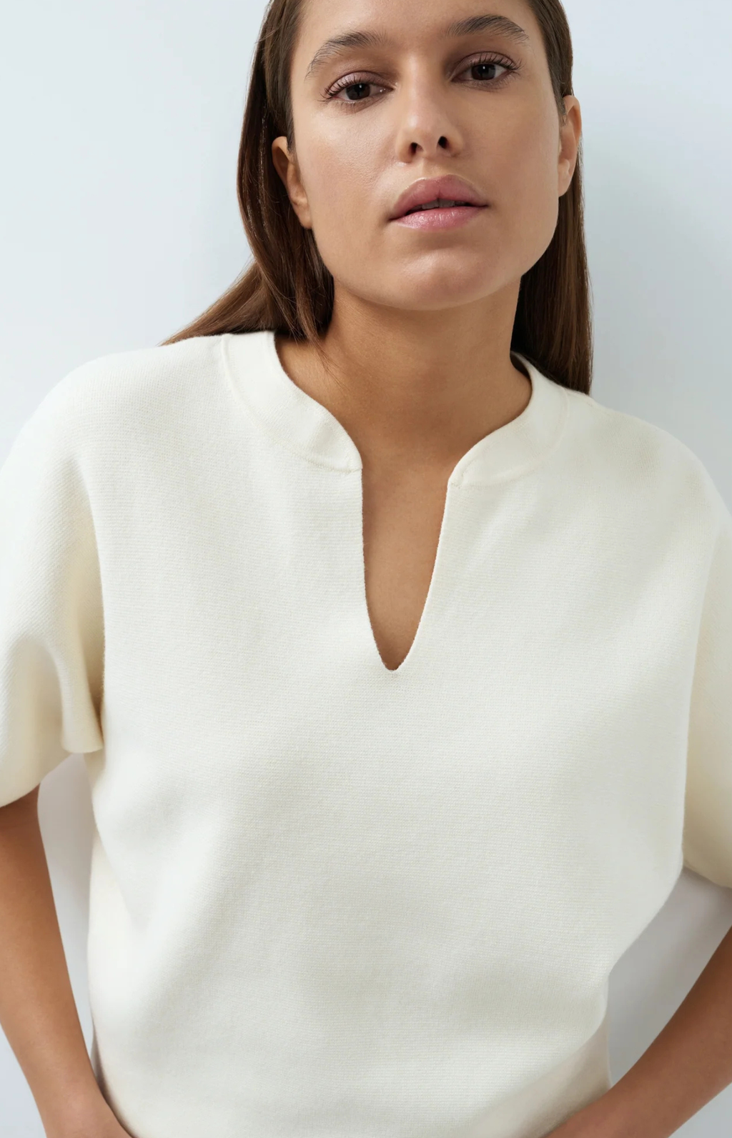 YAYA | Knitted Top Collar Off White