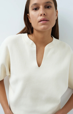 YAYA | Knitted Top Collar Off White