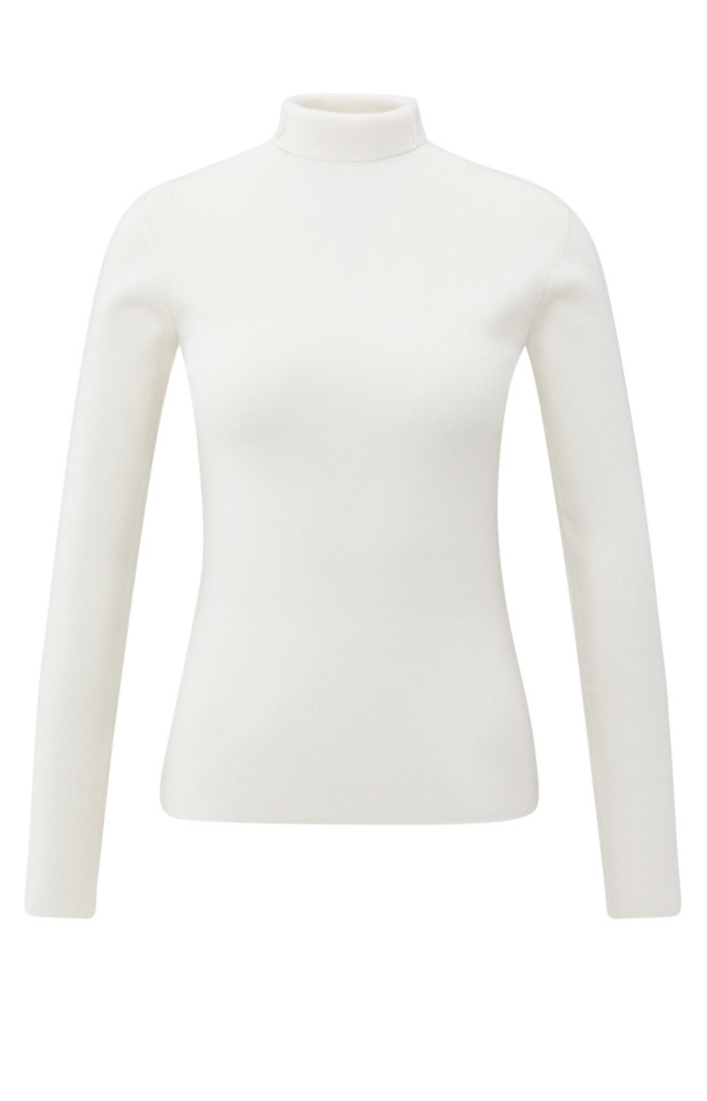 YAYA | Getailleerde Geribde Top Met Col Creme