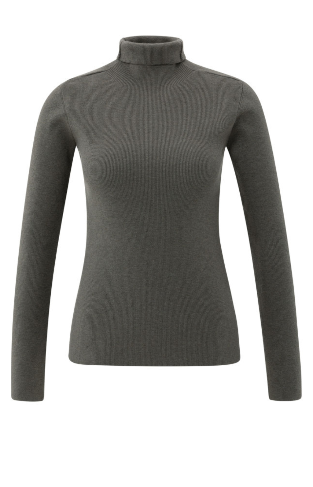 YAYA | Getailleerde Geribde Top Met Col Grijs