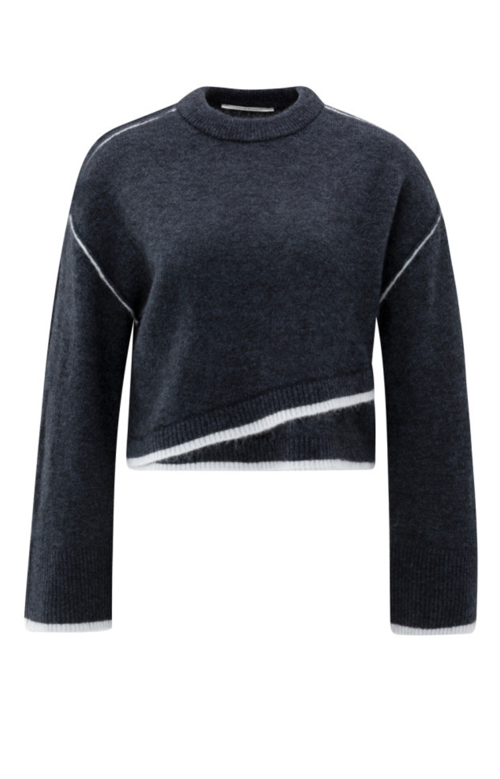 YAYA | Gebreide trui met contrasterende lijnen Blauw