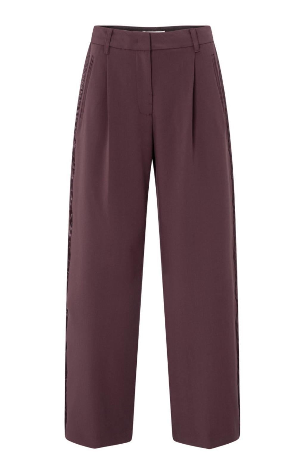 YAYA | Pantalon Met Wijde Pijpen Bordeaux