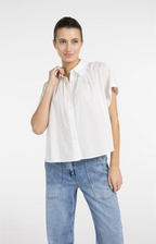 YAYA | Mouwloze Blouse Met Knoopdetails Pure White