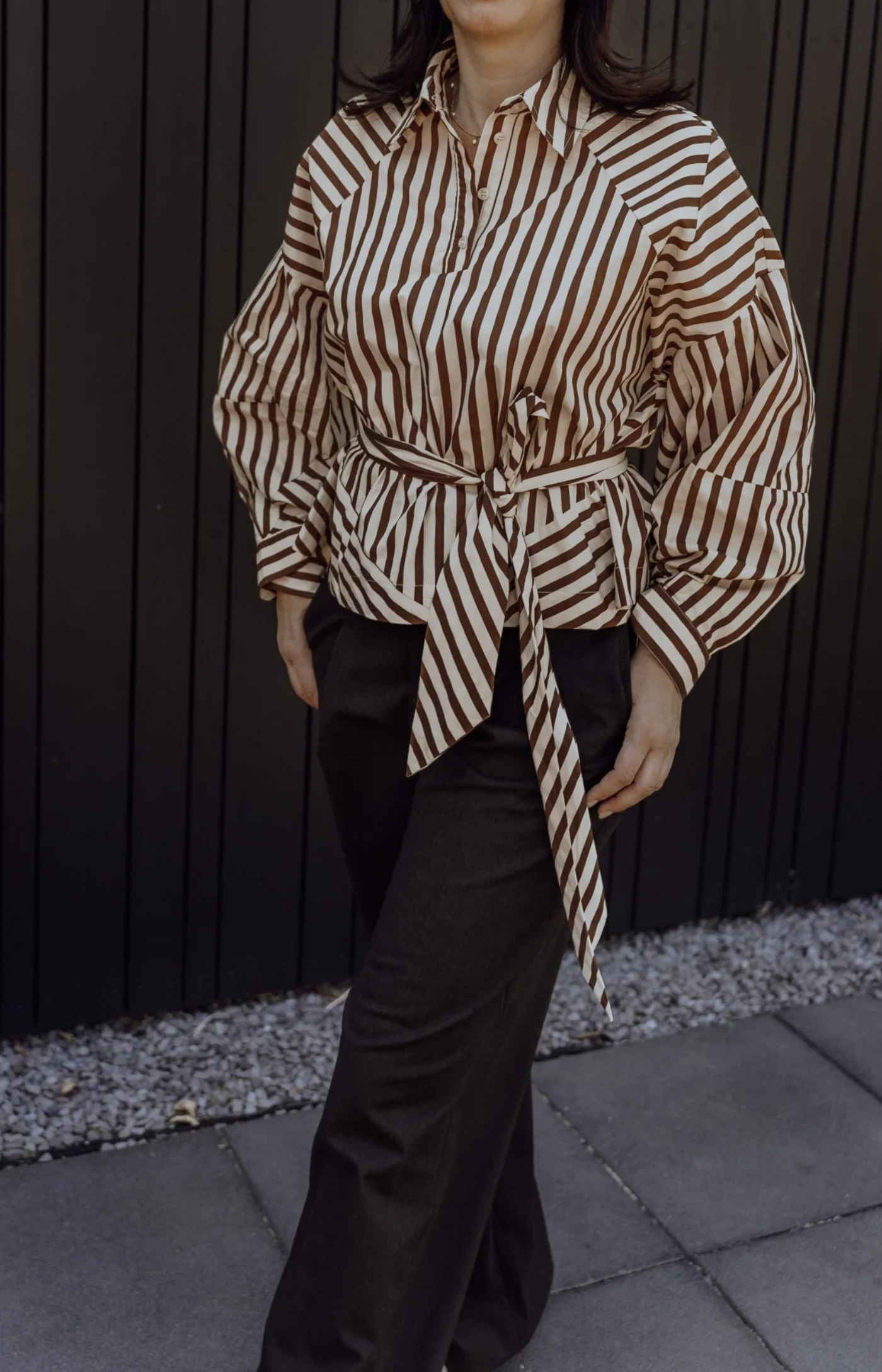 Aimee The Label | Oslo Blouse Brown Stripe