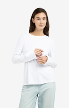 YAYA | Jersey Top Met Lange Mouwen En Geweven Manchetten Pure White