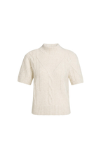 YAYA | Cable Knit Sweater With Short Sleeves  Off White Melange