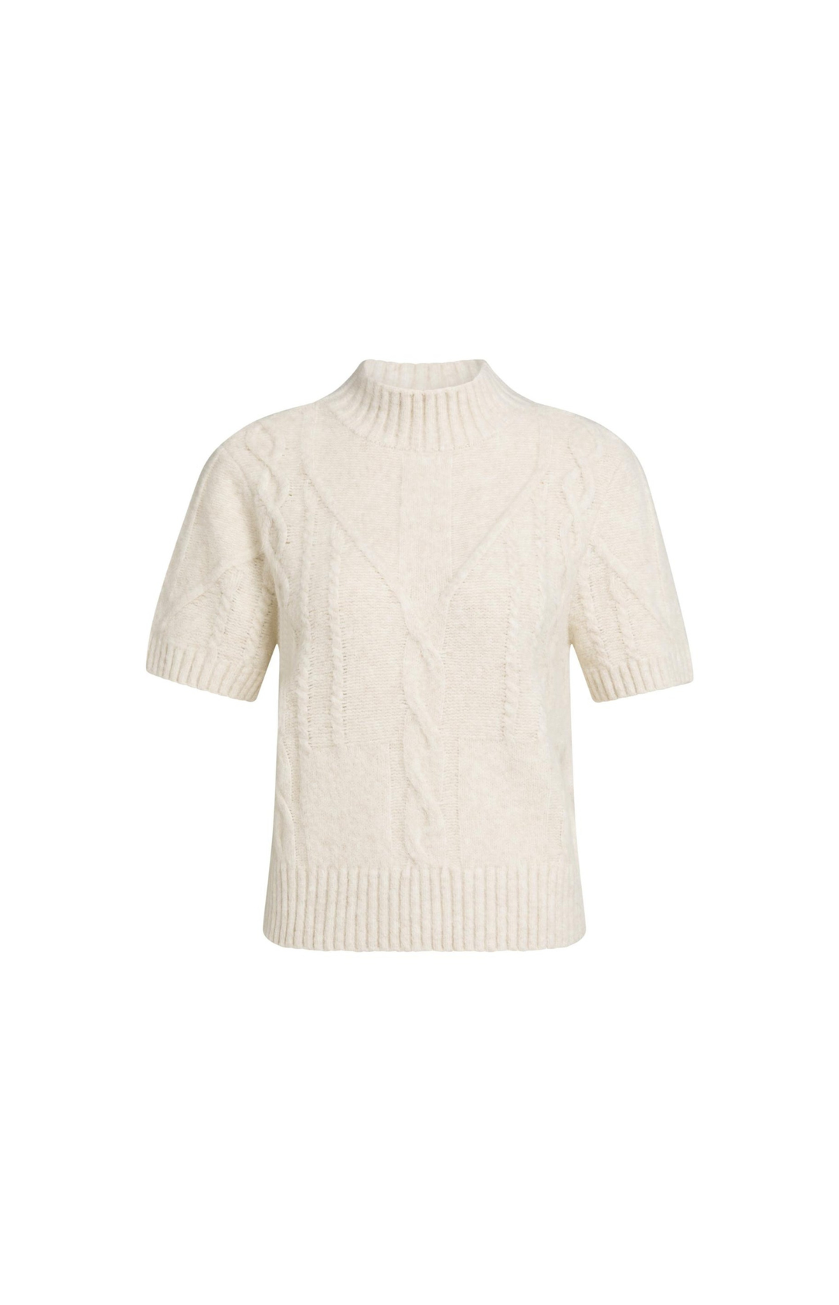 YAYA | Cable Knit Sweater With Short Sleeves  Off White Melange