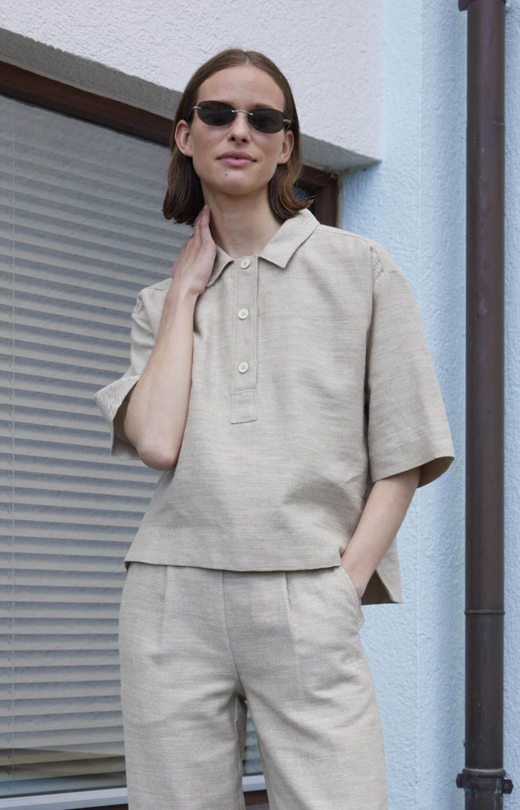 Esme Studios | ESKaya Boxy Blouse Brownie Mélange