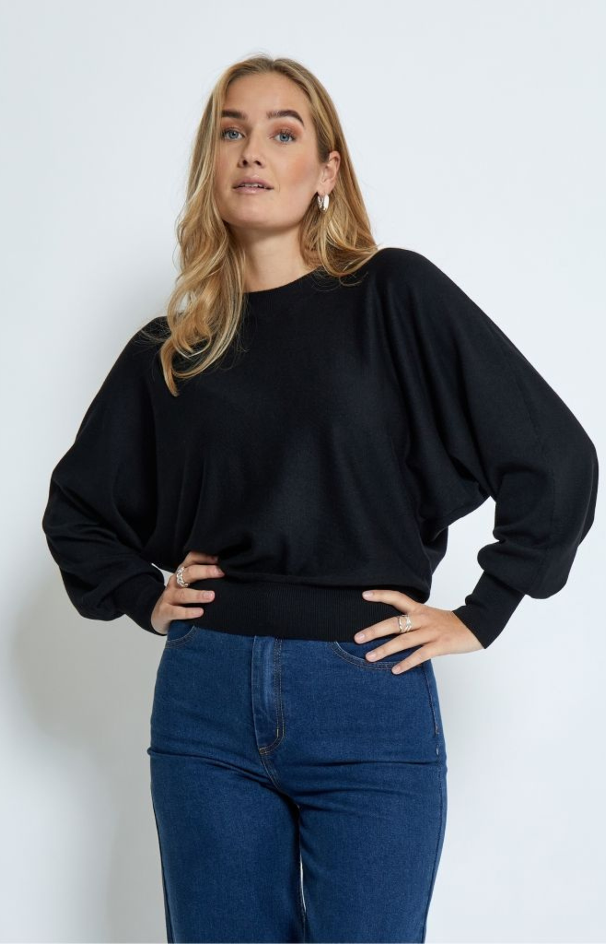 Minus | Dana Bat Sleeve Knit Pullover Black Iris Solid